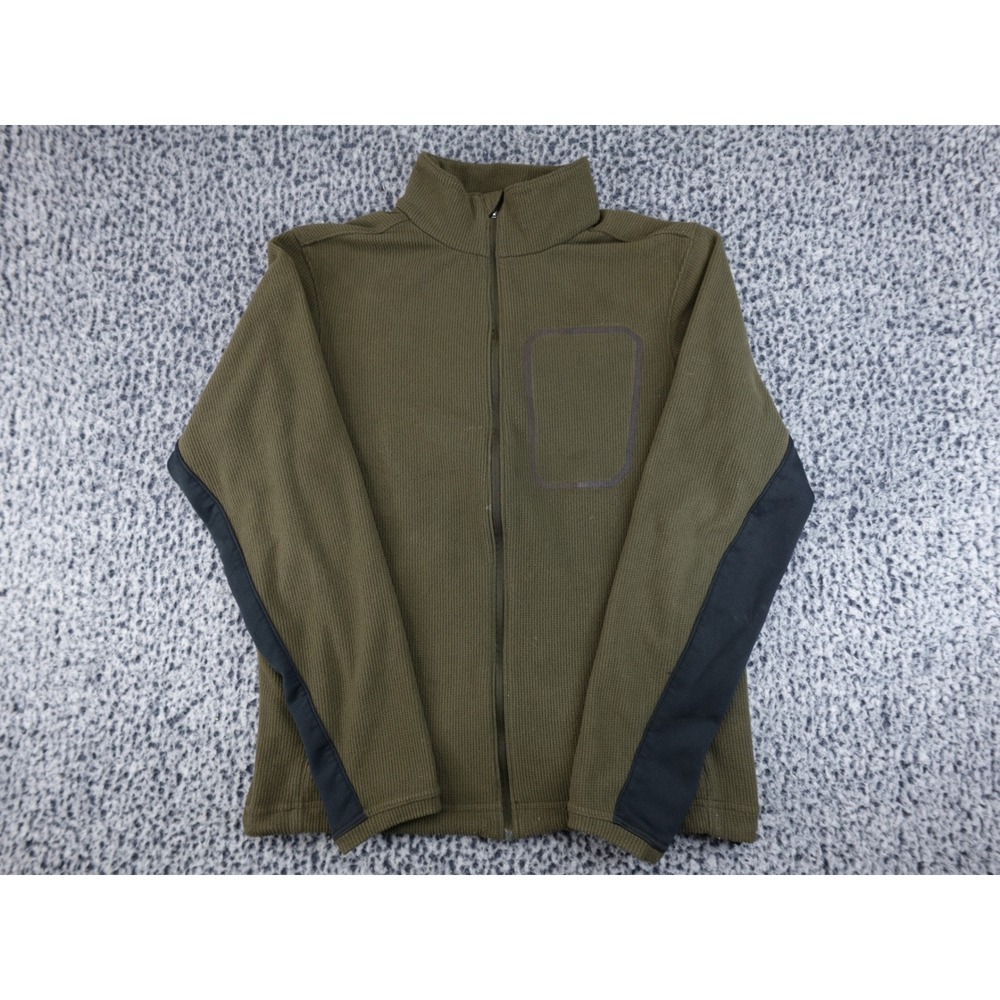 Mountain Hardwear Mens Large Olive Green Waffle Knit Full Zip Fleece Jacket